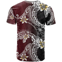 Polynesian Hawaiian Plumeria Tribal Pattern T Shirt Special Wine Red Version