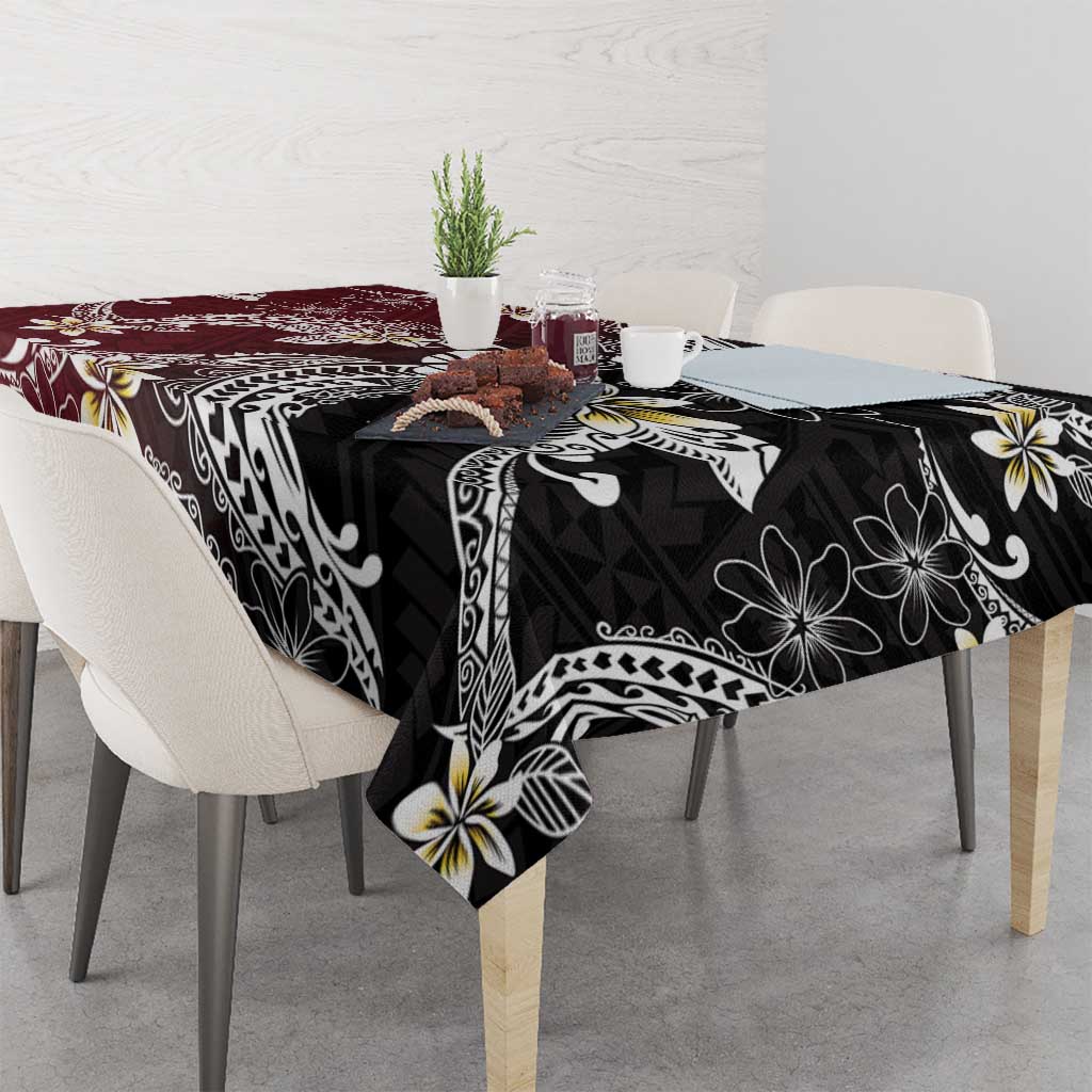 Polynesian Hawaiian Plumeria Tribal Pattern Tablecloth Special Wine Red Version