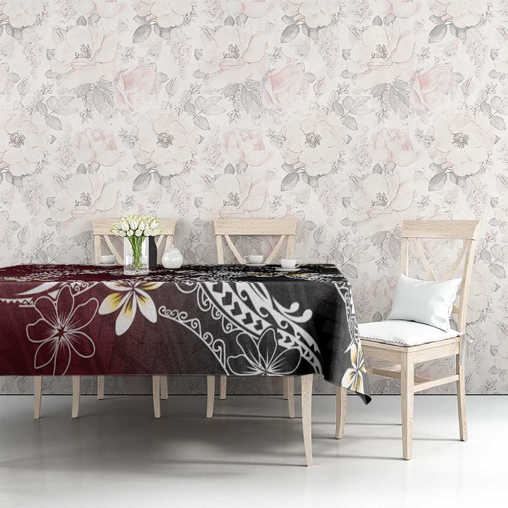 Polynesian Hawaiian Plumeria Tribal Pattern Tablecloth Special Wine Red Version