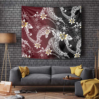 Polynesian Hawaiian Plumeria Tribal Pattern Tapestry Special Wine Red Version