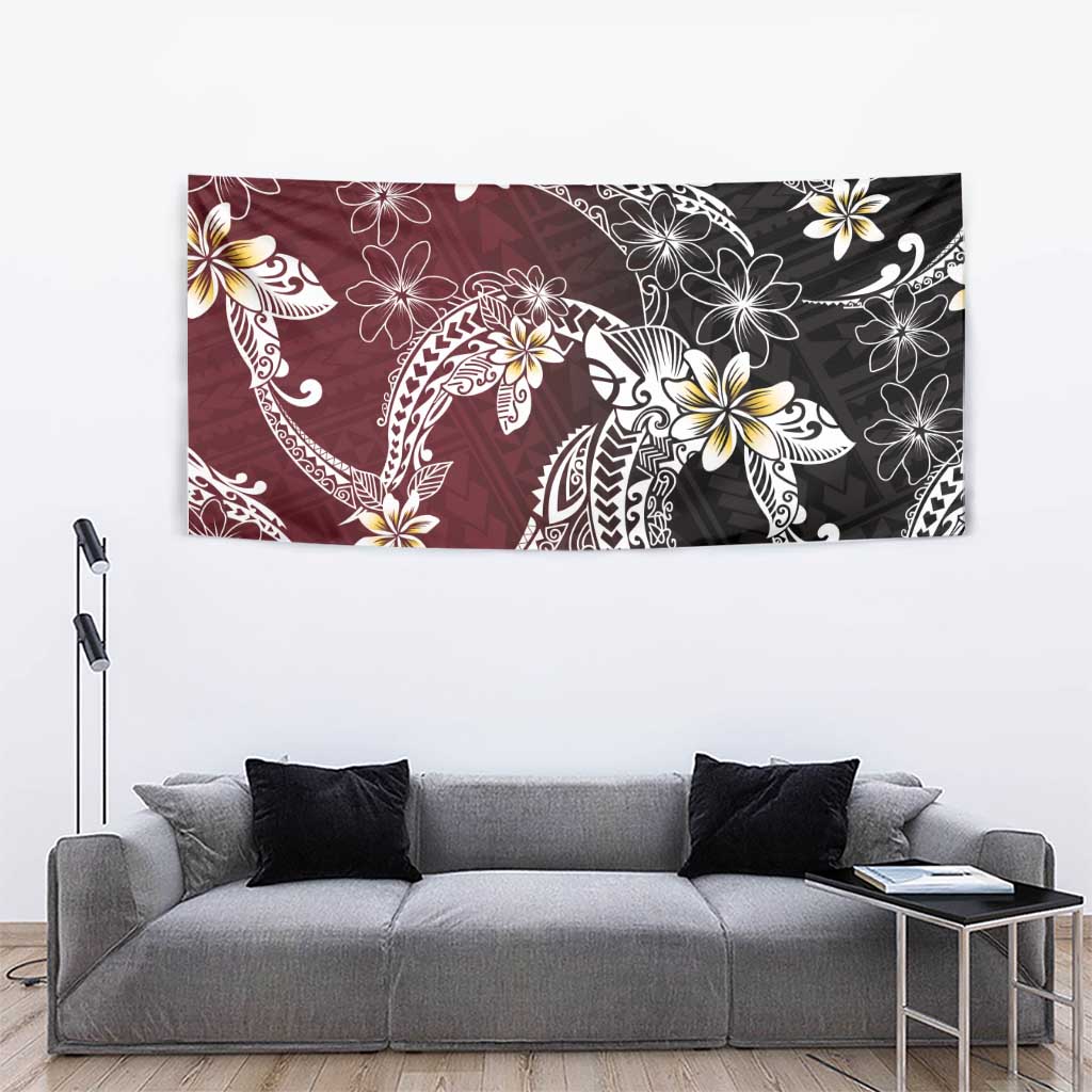 Polynesian Hawaiian Plumeria Tribal Pattern Tapestry Special Wine Red Version