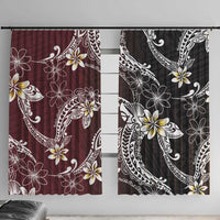 Polynesian Hawaiian Plumeria Tribal Pattern Window Curtain Special Wine Red Version