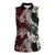Polynesian Hawaiian Plumeria Tribal Pattern Women Sleeveless Polo Shirt Special Wine Red Version