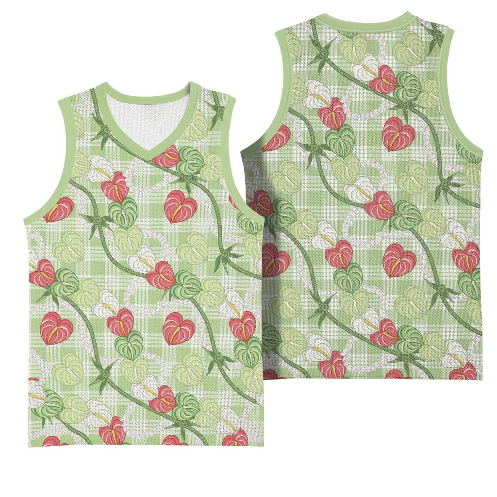 Anthurium Pikake Ti Leaf Palaka Basketball Jersey Green Version