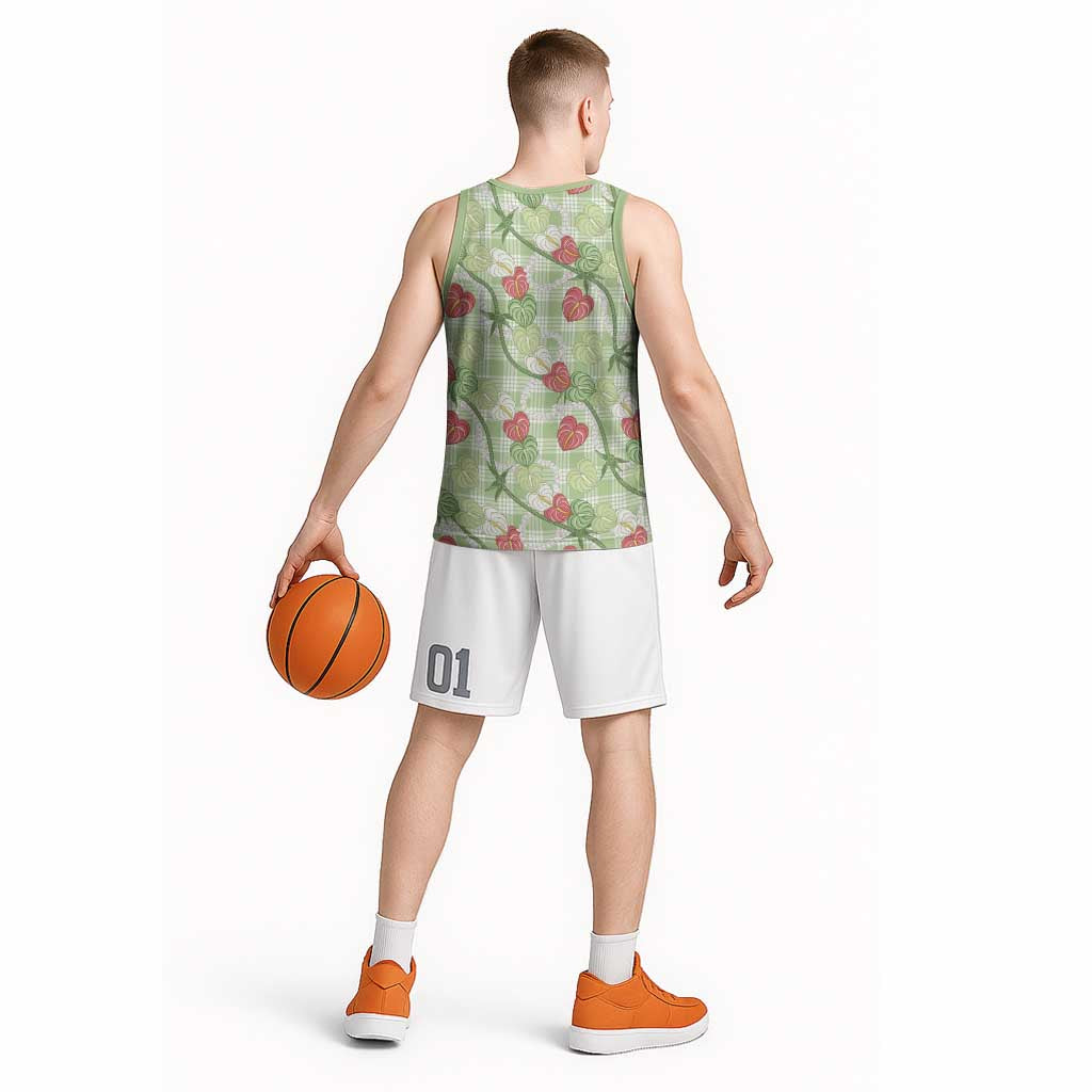 Anthurium Pikake Ti Leaf Palaka Basketball Jersey Green Version