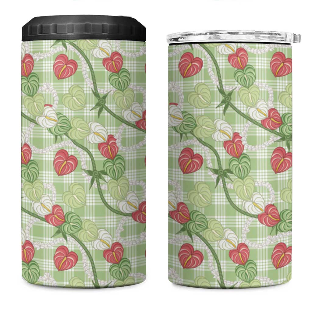 Anthurium Pikake Ti Leaf Palaka 4 in 1 Can Cooler Tumbler Green Version