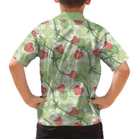 Anthurium Pikake Ti Leaf Palaka Family Matching Off Shoulder Maxi Dress and Hawaiian Shirt Green Version