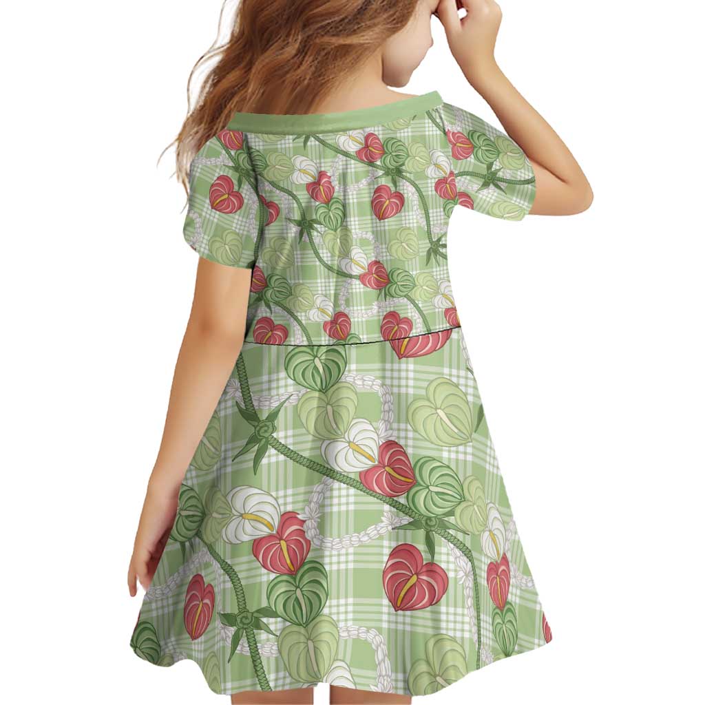 Anthurium Pikake Ti Leaf Palaka Family Matching Off Shoulder Maxi Dress and Hawaiian Shirt Green Version