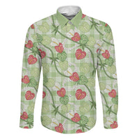 Anthurium Pikake Ti Leaf Palaka Family Matching Off Shoulder Maxi Dress and Hawaiian Shirt Green Version