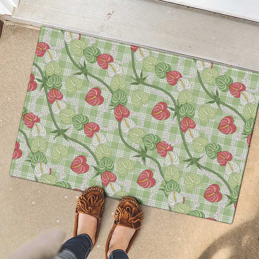 Anthurium Pikake Ti Leaf Palaka Rubber Doormat Green Version LT01 - Polynesian Pride