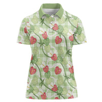 Anthurium Pikake Ti Leaf Palaka Women Polo Shirt Green Version LT01 Female Green - Polynesian Pride