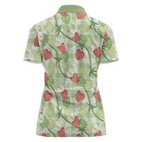Anthurium Pikake Ti Leaf Palaka Women Polo Shirt Green Version LT01 - Polynesian Pride