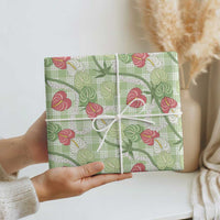 Anthurium Pikake Ti Leaf Palaka Wrapping Paper Green Version LT01 - Polynesian Pride