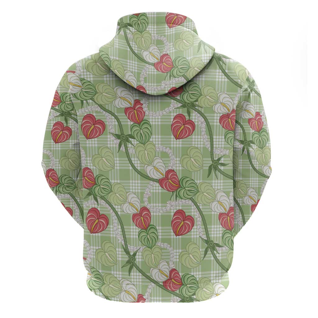 Anthurium Pikake Ti Leaf Palaka Zip Hoodie Green Version