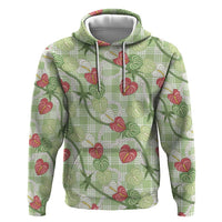 Anthurium Pikake Ti Leaf Palaka Zip Hoodie Green Version
