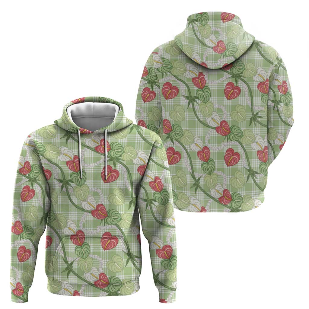 Anthurium Pikake Ti Leaf Palaka Zip Hoodie Green Version
