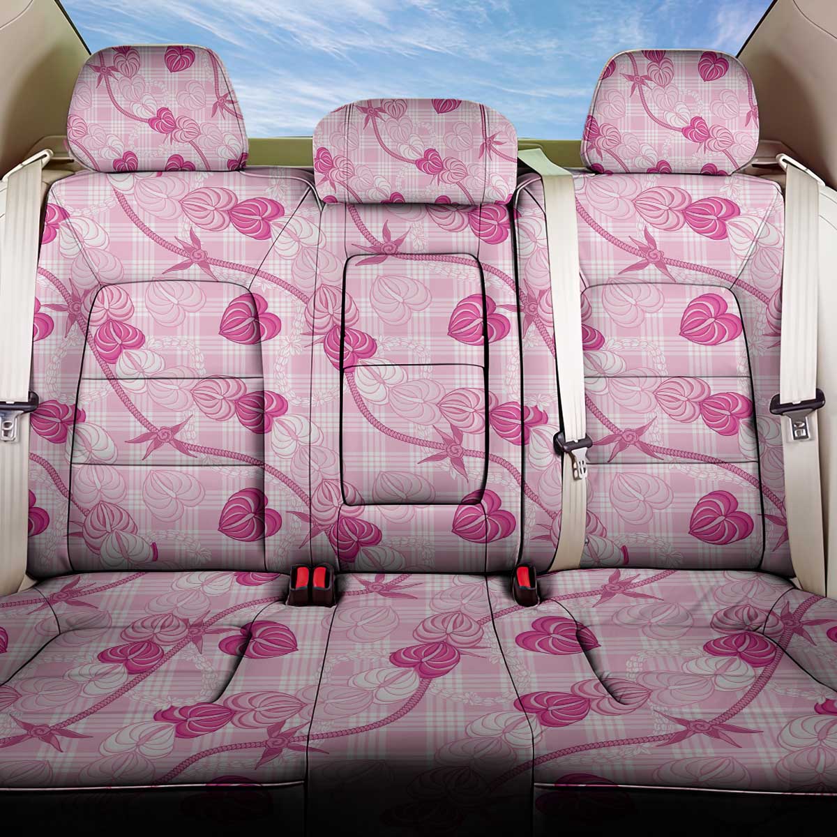 Anthurium Pikake Ti Leaf Palaka Back Car Seat Cover Pink Version