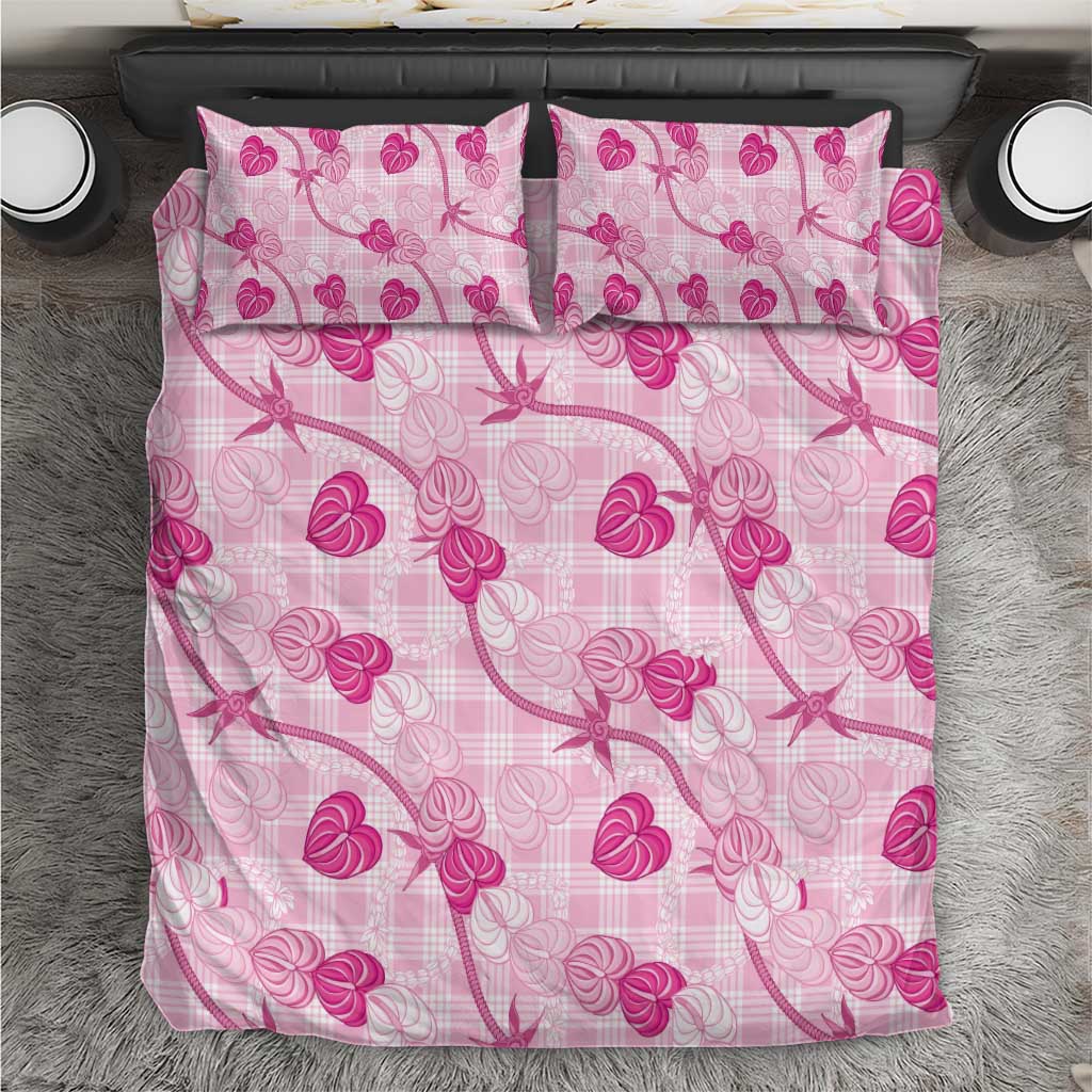 Anthurium Pikake Ti Leaf Palaka Bedding Set Pink Version