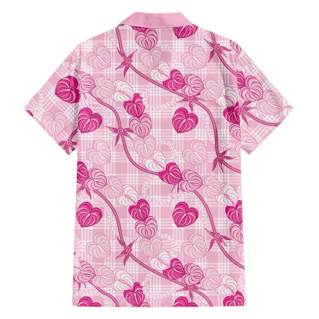 Anthurium Pikake Ti Leaf Palaka Family Matching Off The Shoulder Long Sleeve Dress and Hawaiian Shirt Pink Version