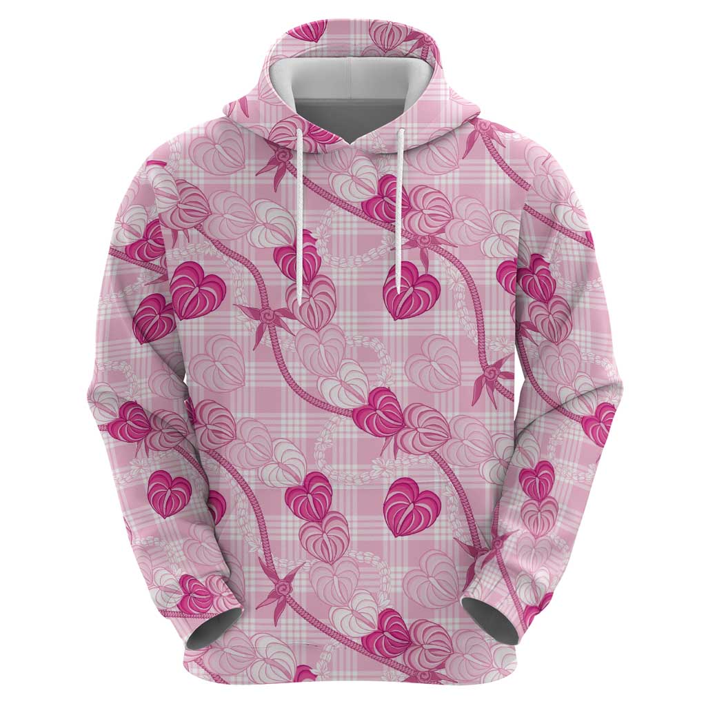 Anthurium Pikake Ti Leaf Palaka Hoodie Pink Version LT01 - Polynesian Pride