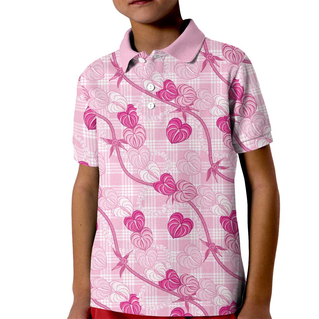 Anthurium Pikake Ti Leaf Palaka Kid Polo Shirt Pink Version
