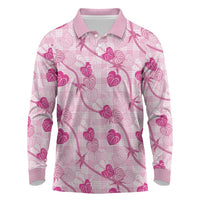 Anthurium Pikake Ti Leaf Palaka Long Sleeve Polo Shirt Pink Version