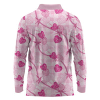 Anthurium Pikake Ti Leaf Palaka Long Sleeve Polo Shirt Pink Version