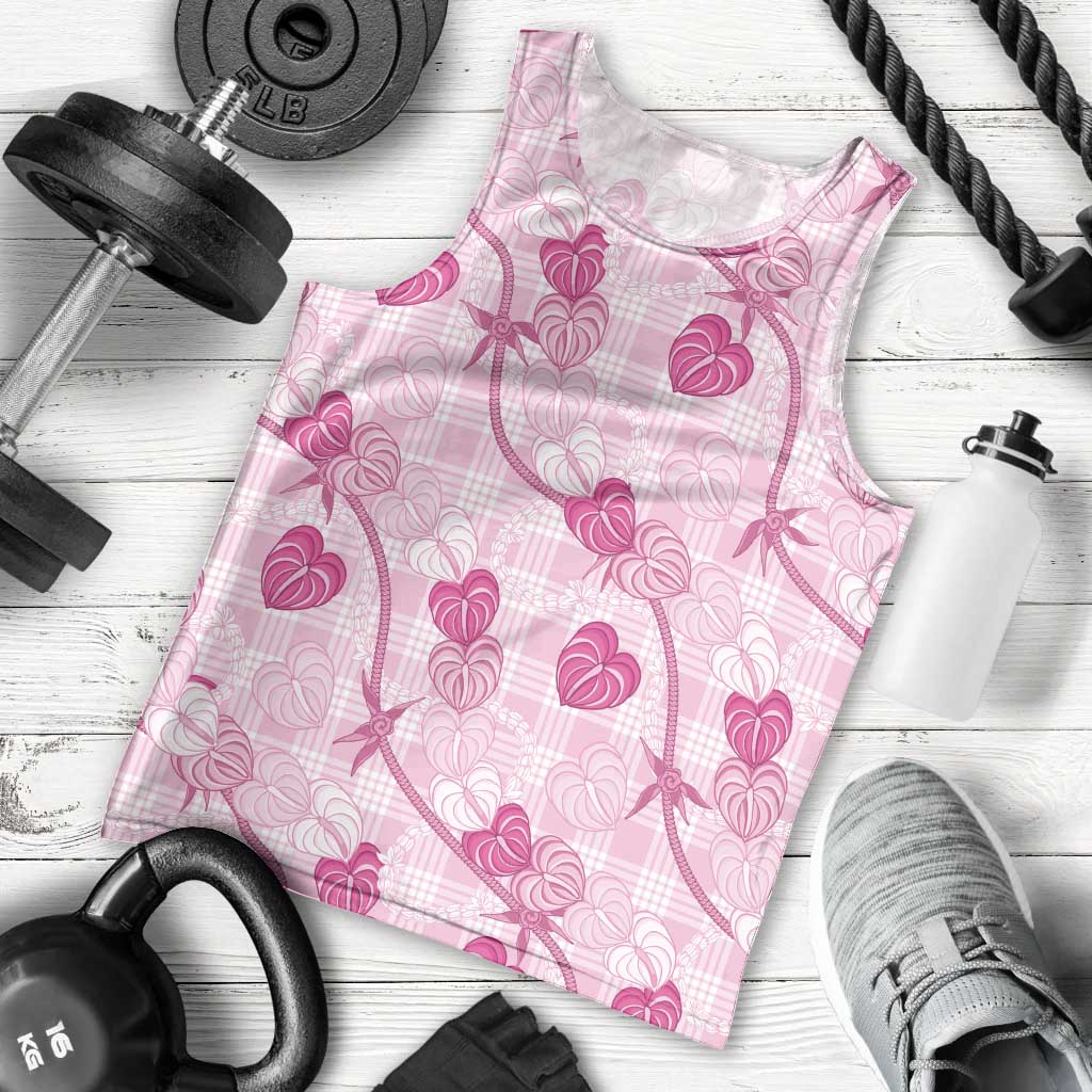 Anthurium Pikake Ti Leaf Palaka Men Tank Top Pink Version LT01 - Polynesian Pride