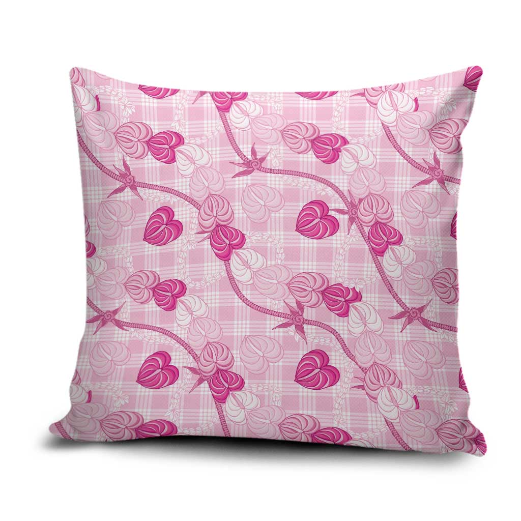 Anthurium Pikake Ti Leaf Palaka Pillow Cover Pink Version