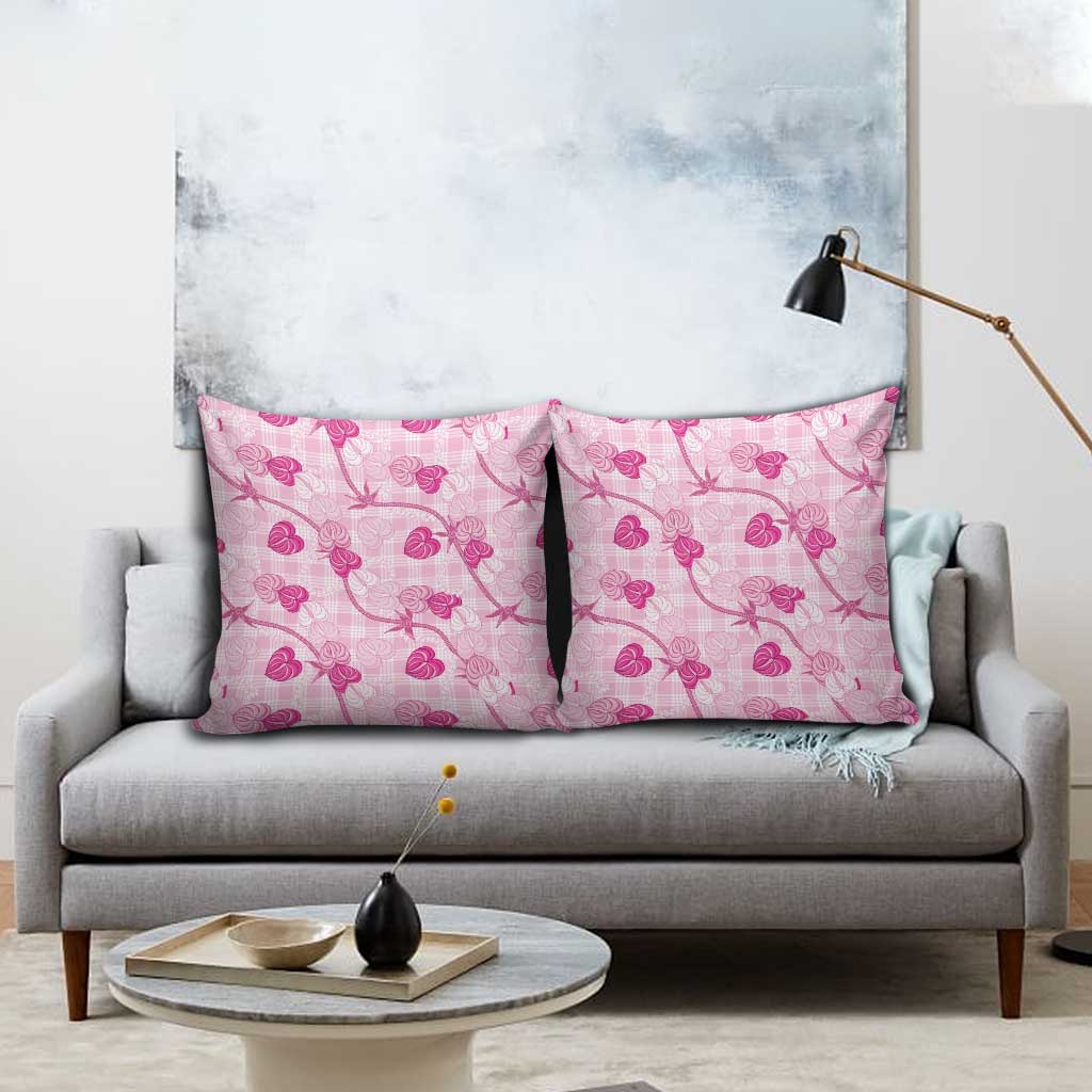 Anthurium Pikake Ti Leaf Palaka Pillow Cover Pink Version