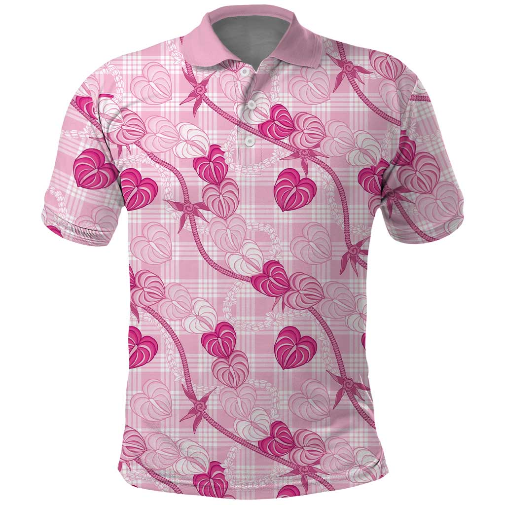 Anthurium Pikake Ti Leaf Palaka Polo Shirt Pink Version
