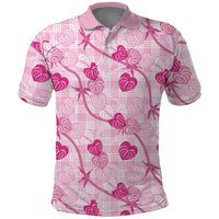 Anthurium Pikake Ti Leaf Palaka Polo Shirt Pink Version