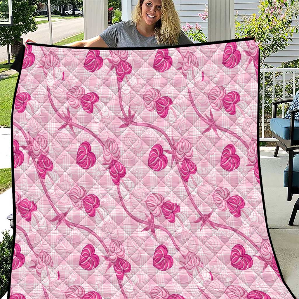Anthurium Pikake Ti Leaf Palaka Quilt Pink Version LT01 Pink - Polynesian Pride