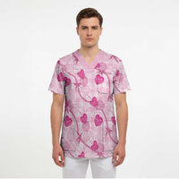 Anthurium Pikake Ti Leaf Palaka Scrub Top Pink Version LT01 - Polynesian Pride