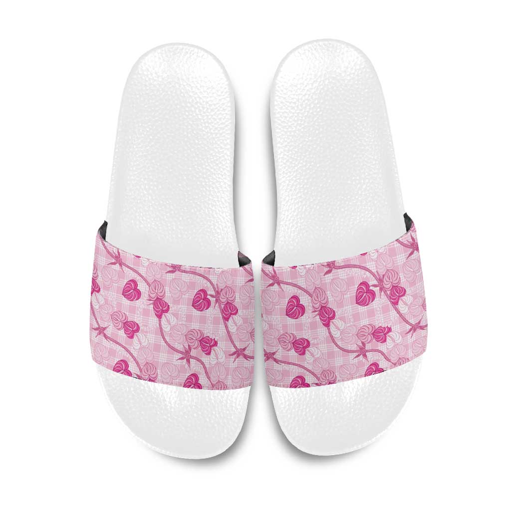 Anthurium Pikake Ti Leaf Palaka Slide Sandals Pink Version LT01 Pink - Polynesian Pride