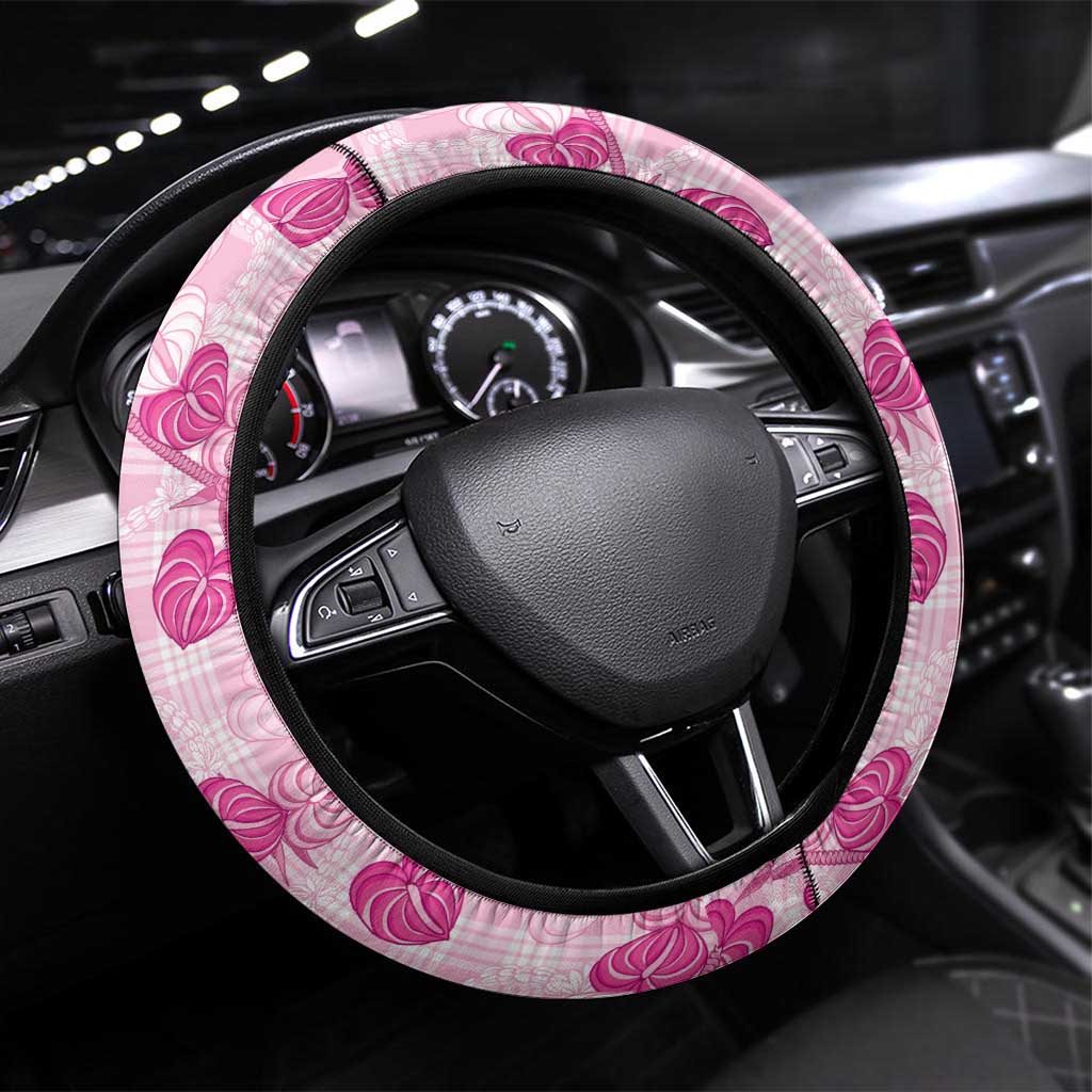 Anthurium Pikake Ti Leaf Palaka Steering Wheel Cover Pink Version
