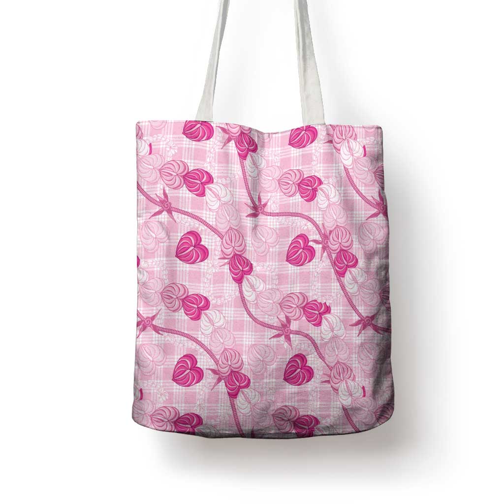 Anthurium Pikake Ti Leaf Palaka Tote Bag Pink Version