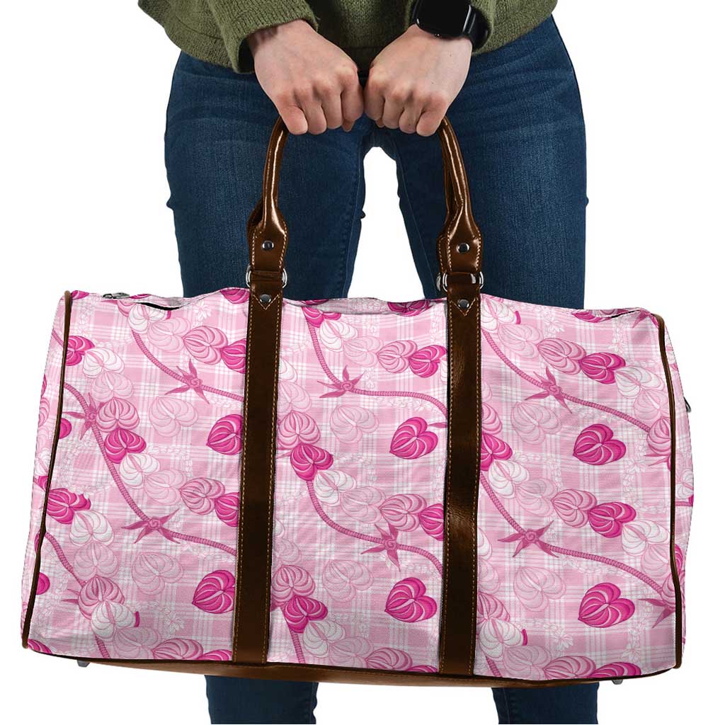 Anthurium Pikake Ti Leaf Palaka Travel Bag Pink Version