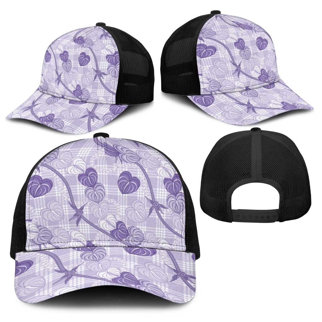 Anthurium Pikake Ti Leaf Palaka Baseball Net Cap Purple Version LT01 - Polynesian Pride