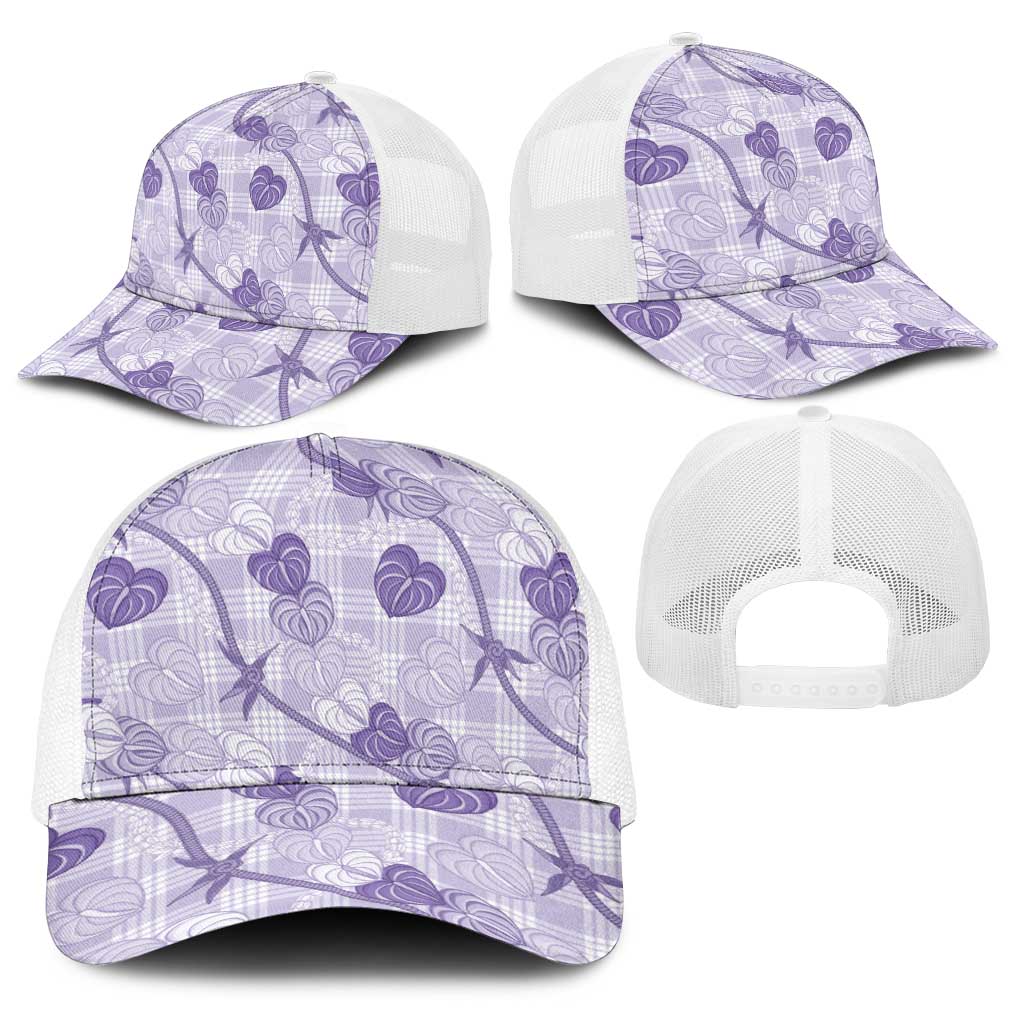 Anthurium Pikake Ti Leaf Palaka Baseball Net Cap Purple Version LT01 - Polynesian Pride