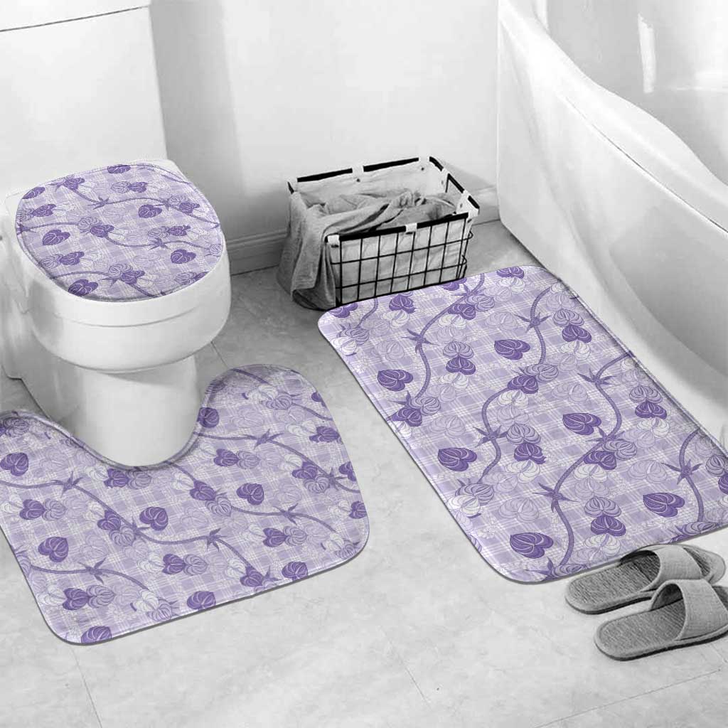 Anthurium Pikake Ti Leaf Palaka Bathroom Set Purple Version LT01 Mat Set Only (3 pcs) One Size Purple - Polynesian Pride