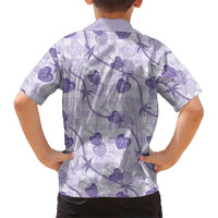 Anthurium Pikake Ti Leaf Palaka Family Matching Mermaid Dress and Hawaiian Shirt Purple Version LT01 - Polynesian Pride