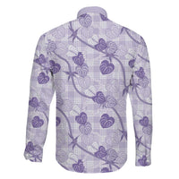 Anthurium Pikake Ti Leaf Palaka Family Matching Puletasi and Hawaiian Shirt Purple Version LT01 - Polynesian Pride