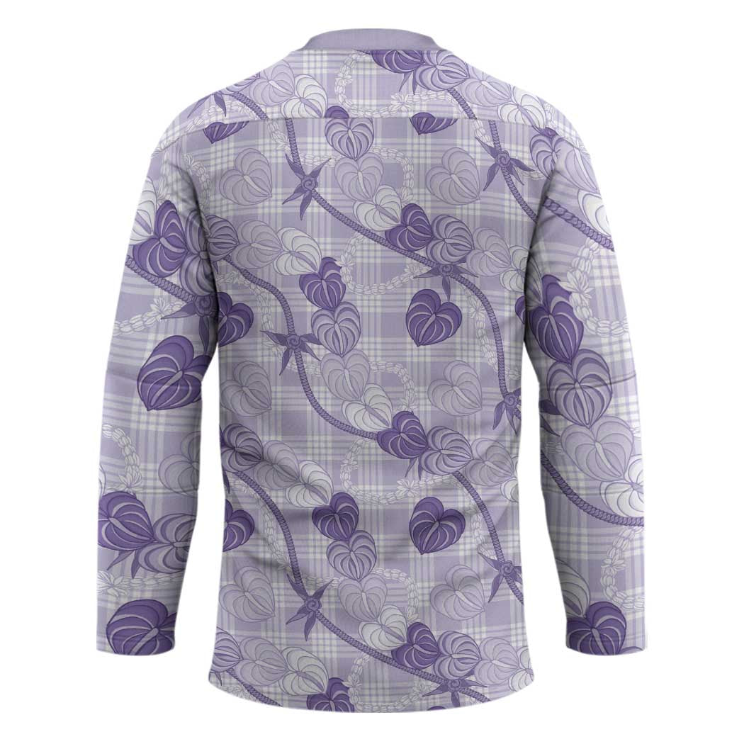 Anthurium Pikake Ti Leaf Palaka Hockey Jersey Purple Version LT01 - Polynesian Pride