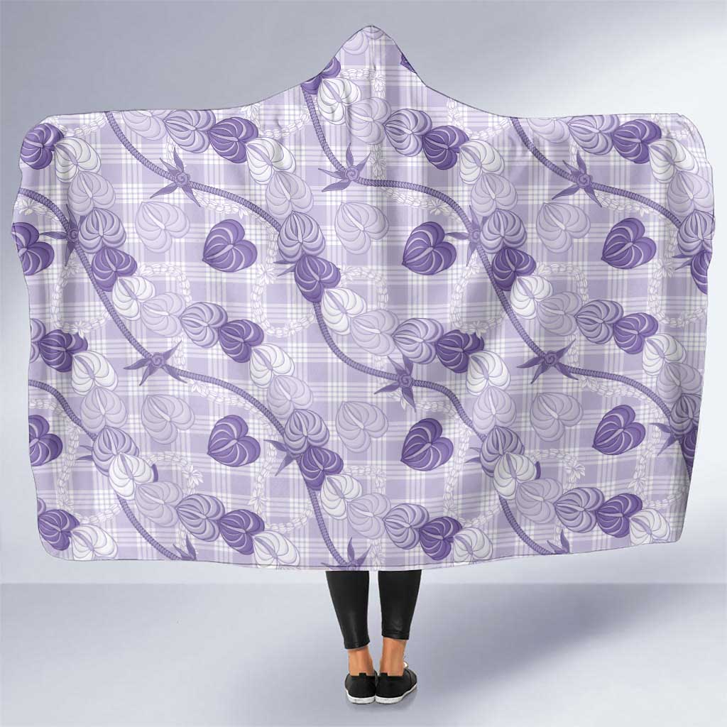 Anthurium Pikake Ti Leaf Palaka Hooded Blanket Purple Version