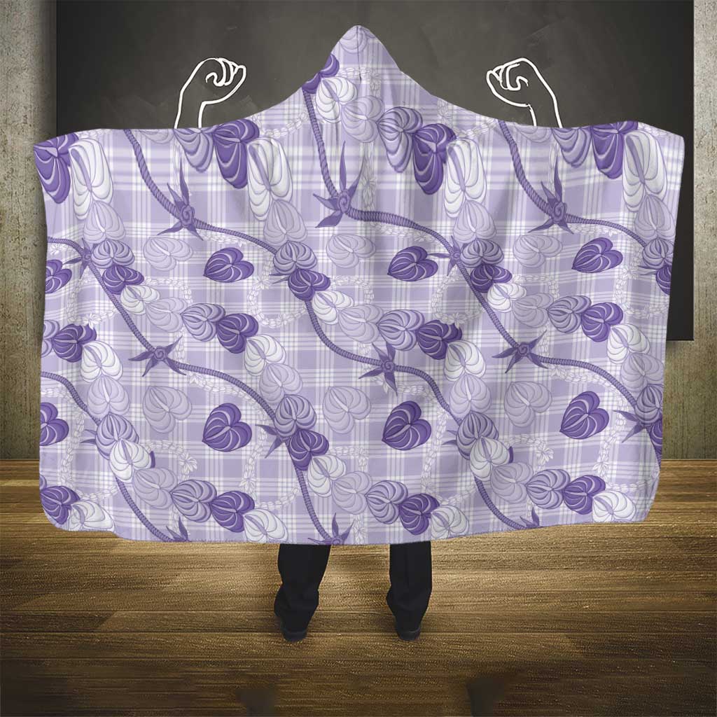 Anthurium Pikake Ti Leaf Palaka Hooded Blanket Purple Version