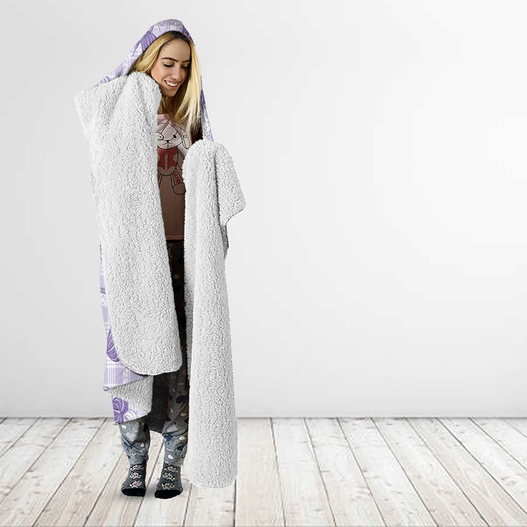 Anthurium Pikake Ti Leaf Palaka Hooded Blanket Purple Version