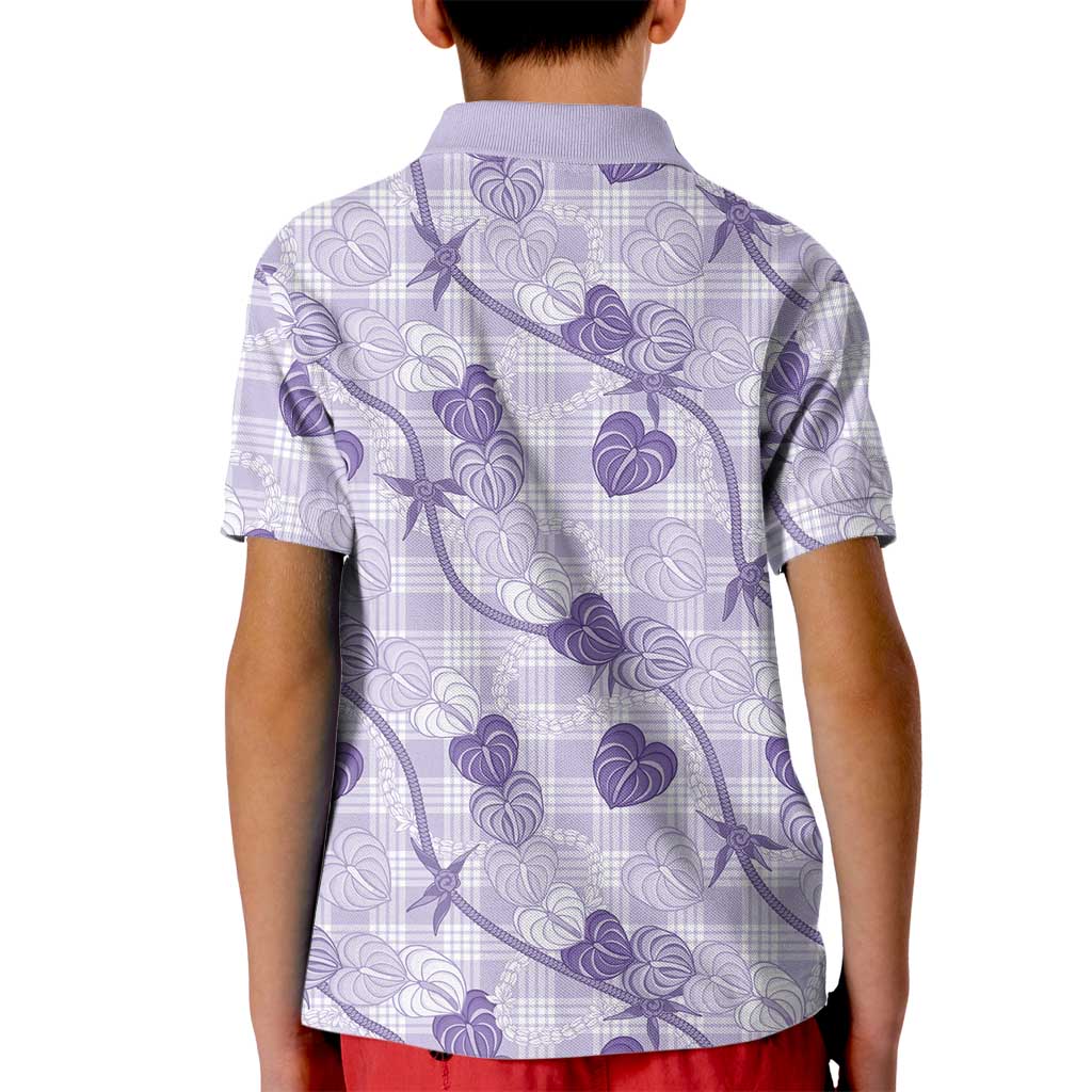 Anthurium Pikake Ti Leaf Palaka Kid Polo Shirt Purple Version LT01 - Polynesian Pride