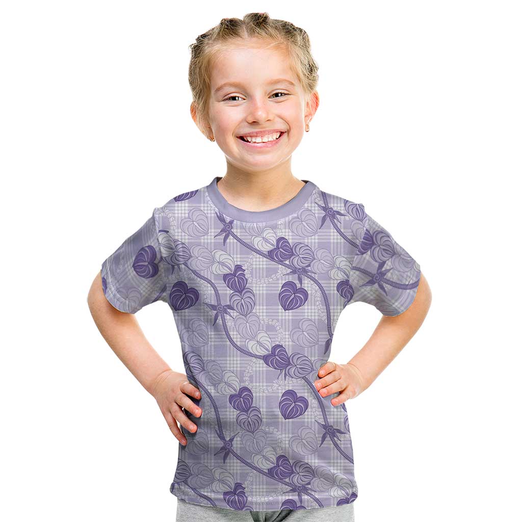 Anthurium Pikake Ti Leaf Palaka Kid T Shirt Purple Version