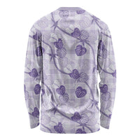 Anthurium Pikake Ti Leaf Palaka Long Sleeve Shirt Purple Version LT01 - Polynesian Pride